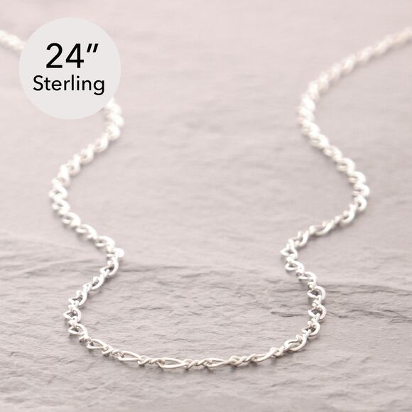 24" Figure 8 Chain Necklace, silver necklace, thick, sterling silver 48-1s8-sp - Picture 1 of 6